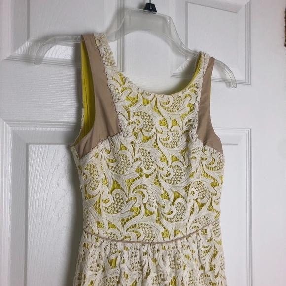 Greylin Valencia Yellow Lace Flare‎ Dress Women Size XS - Picture 2 of 8